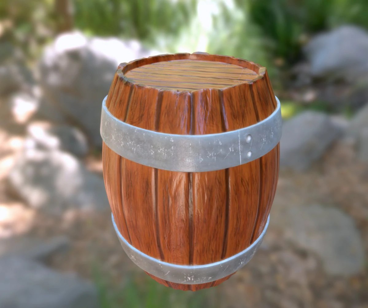 wooden barrel 3D Model .c4d .max .obj .3ds .fbx .stl .blend 