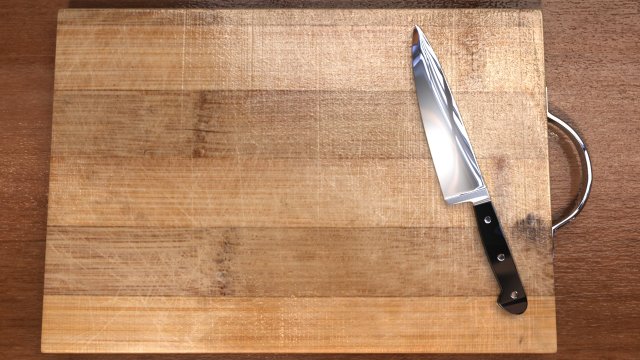 cutting board knife Modelo 3D .c4d .max .obj .3ds .fbx .stl .blend 