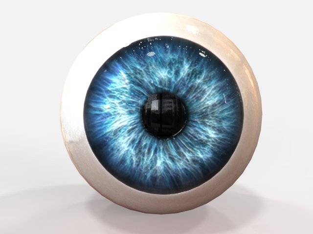 Realistic human eyeball. Anatomy blue eye close up element, 3d