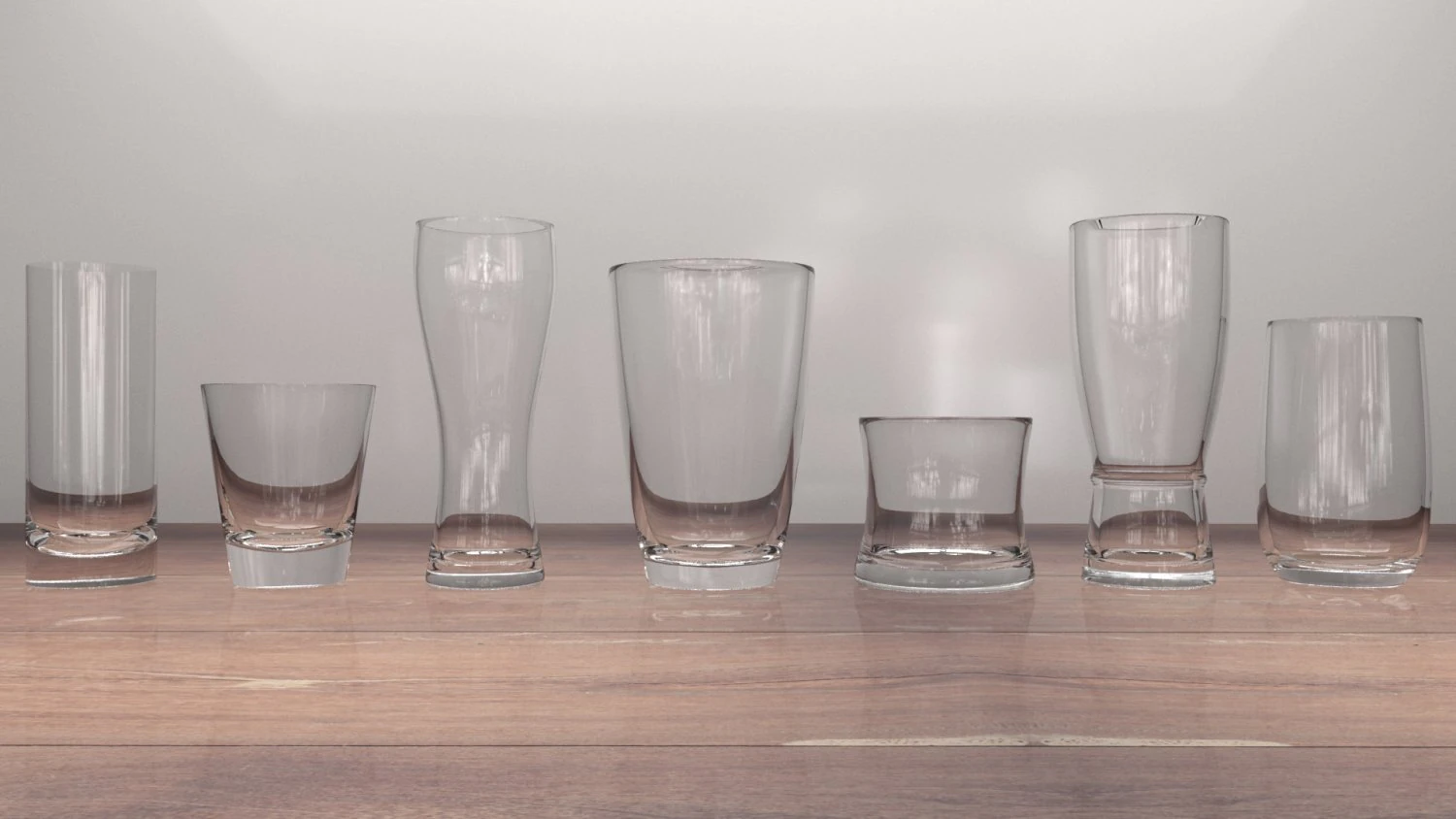 water glass set 3D Model .c4d .max .obj .3ds .fbx .stl .blend 