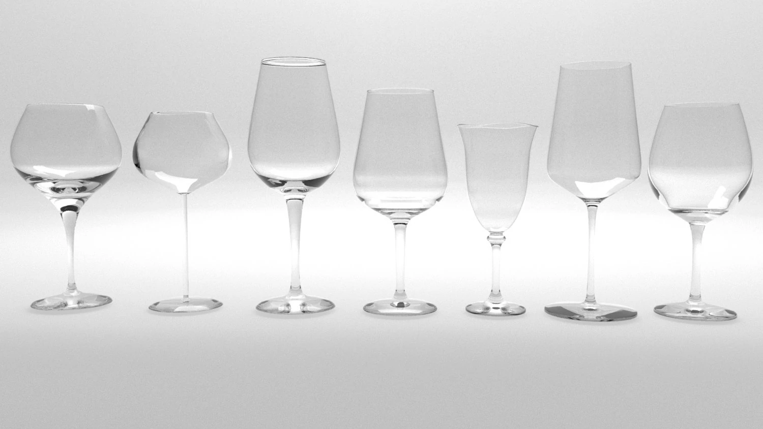 wine glass set 3D Model .c4d .max .obj .3ds .fbx .stl .blend