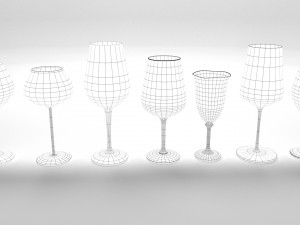 wine glass set Model 3D
