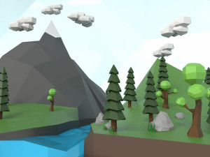 low poly island scene 3D Model