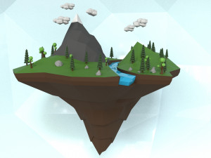low poly island scene 3D Model