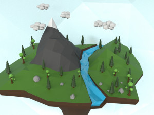 low poly island scene 3D Model