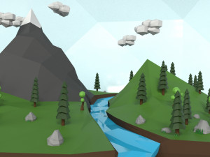 low poly island scene 3D Model