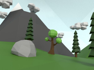 low poly island scene 3D Model