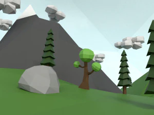 low poly island scene 3D Model