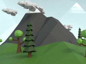 low poly island scene 3D Model
