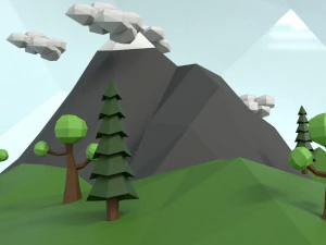 low poly island scene 3D Model