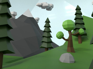 low poly island scene 3D Model