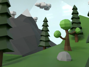 low poly island scene 3D Model