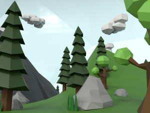 low poly island scene 3D Model