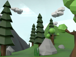 low poly island scene 3D Model