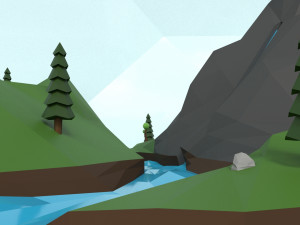 low poly island scene 3D Model