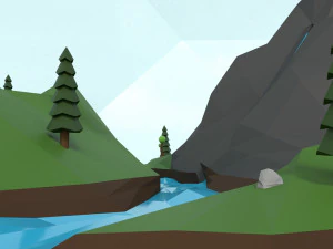 low poly island scene 3D Model
