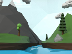 low poly island scene 3D Model