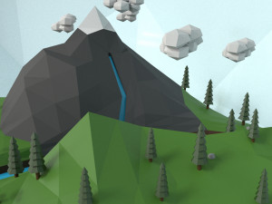low poly island scene 3D Model