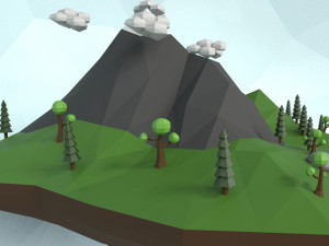 low poly island scene 3D Model