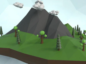 low poly island scene 3D Model
