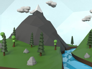 low poly island scene 3D Model