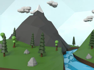 low poly island scene 3D Model