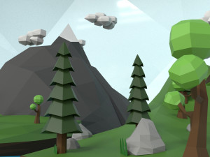 low poly island scene 3D Model