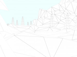 low poly mountain with crater lake scene 3D Model