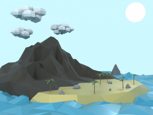 low poly tropical island 3D Model