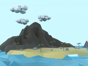low poly tropical island 3D Model