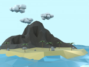 low poly tropical island 3D Model