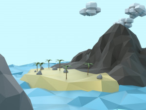 low poly tropical island 3D Model