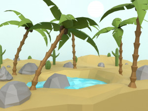 low poly oasis Modelo 3D