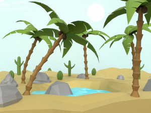 low poly oasis 3D Model