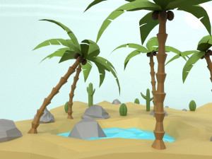 low poly oasis 3D Model