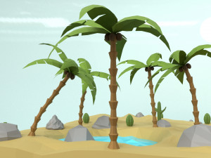 low poly oasis 3D Model