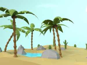 low poly oasis 3D Model