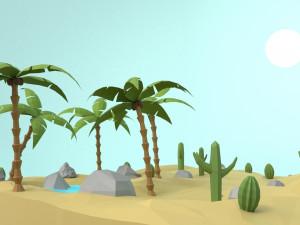 low poly oasis 3D Model