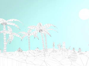 низкополигональный оазис 3D Модель