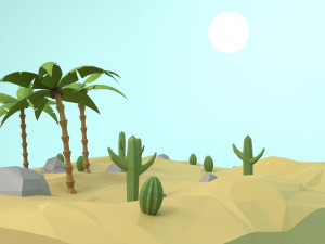low poly oasis 3D Model