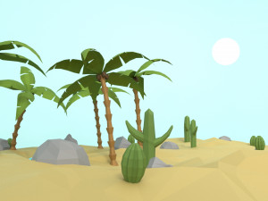low poly oasis 3D Model