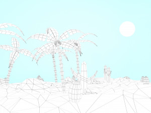 low poly oasis 3D Model