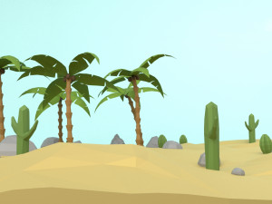 low poly oasis 3D Model