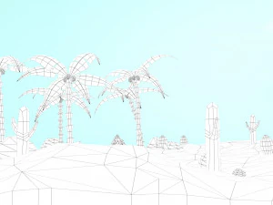 низкополигональный оазис 3D Модель