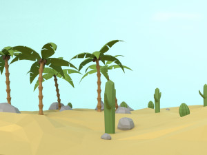 low poly oasis 3D Model