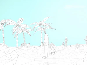 низкополигональный оазис 3D Модель
