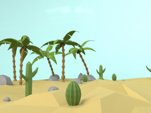 low poly oasis 3D Model
