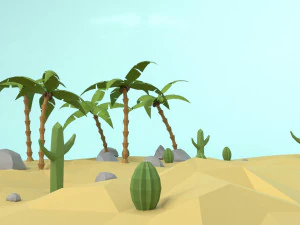 низкополигональный оазис 3D Модель