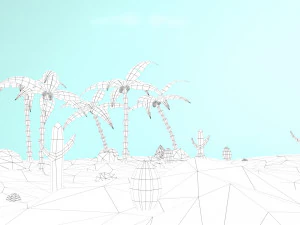 низкополигональный оазис 3D Модель