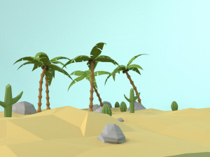 low poly oasis 3D Model